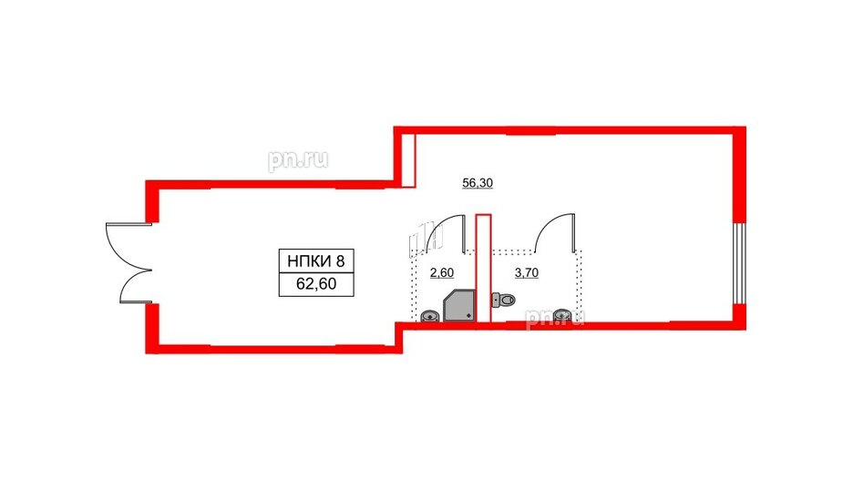 Помещение в ЖК Аэронавт, 62.6 м², 1 этаж