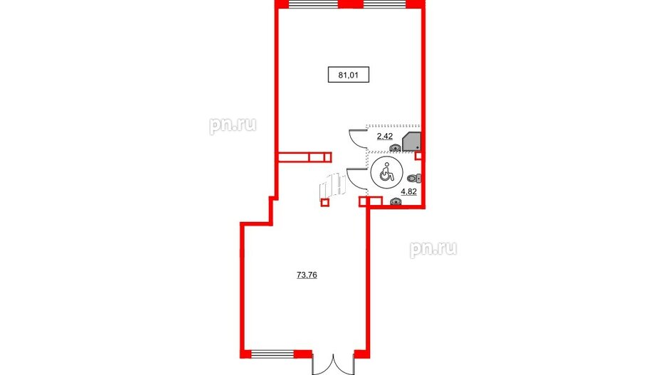 Помещение в ЖК GloraX Новоселье, 81.01 м², 1 этаж