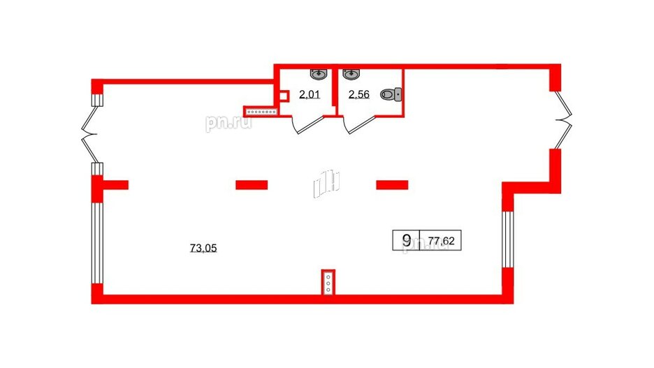 Помещение в ЖК ЯСНО.ЯНИНО, 77.62 м², 1 этаж