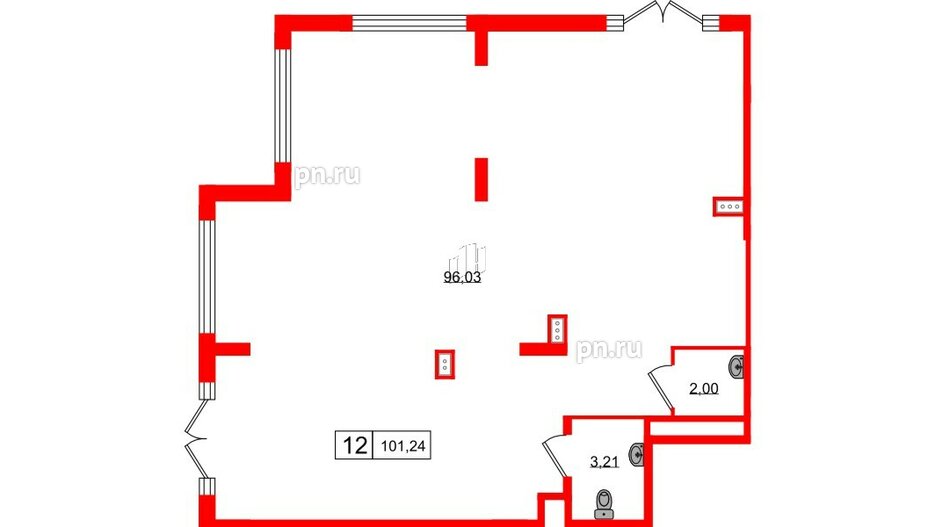 Помещение в ЖК ЯСНО.ЯНИНО, 101.24 м², 1 этаж