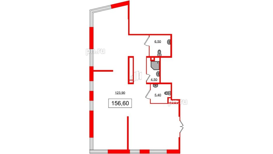 Помещение в ЖК ЛДМ, 156.6 м², 1 этаж