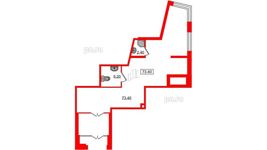 Помещение в ЖК ЛДМ, 73.4 м², 1 этаж