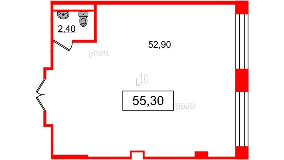 Помещение в ЖК VALO, 55.3 м², 2 этаж