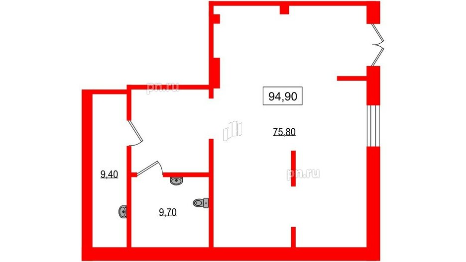 Помещение в ЖК Парусная 1, 94.9 м², 1 этаж