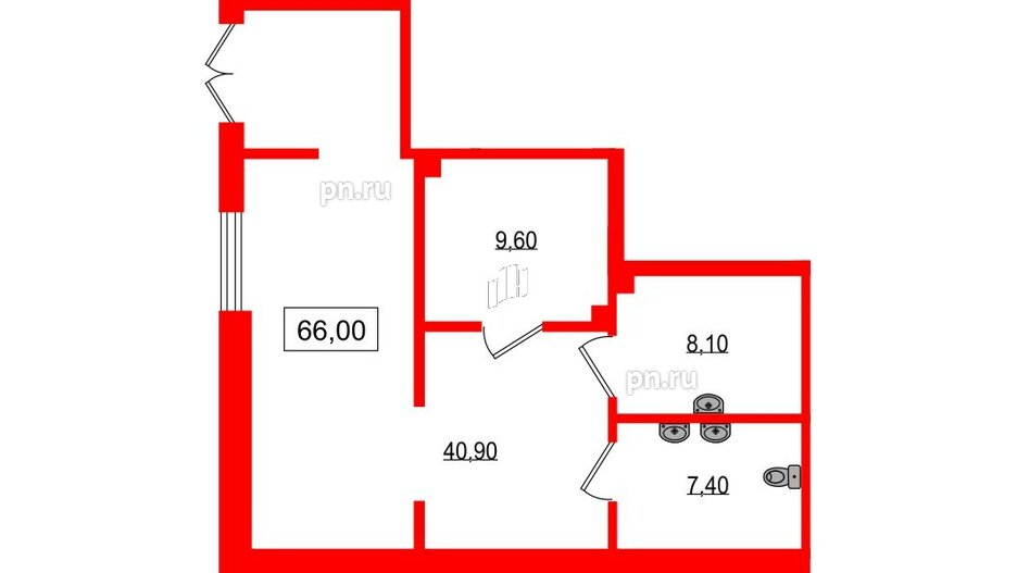 Помещение в ЖК Парусная 1, 66 м², 1 этаж