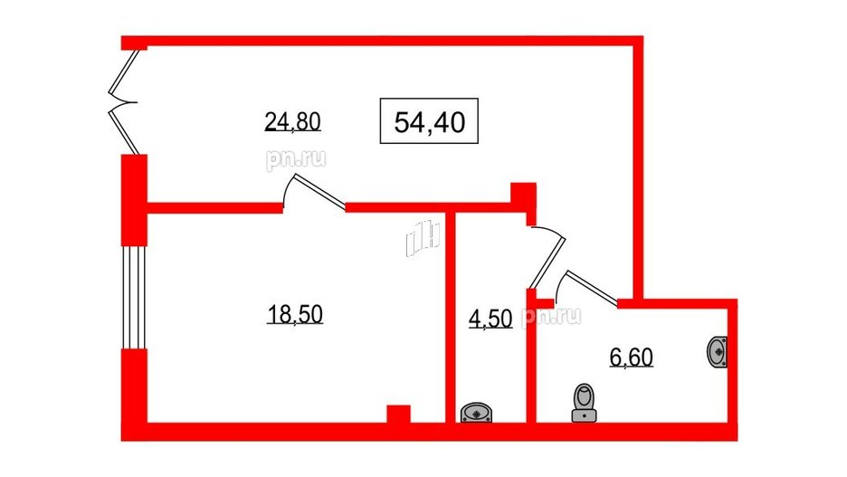 Помещение в ЖК Парусная 1, 54.4 м², 1 этаж