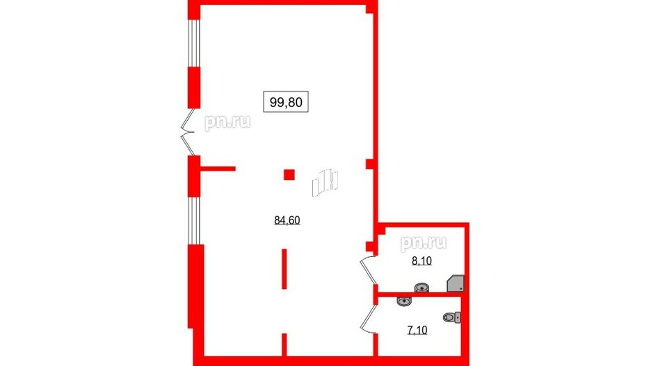 Помещение в ЖК Парусная 1, 99.8 м², 1 этаж