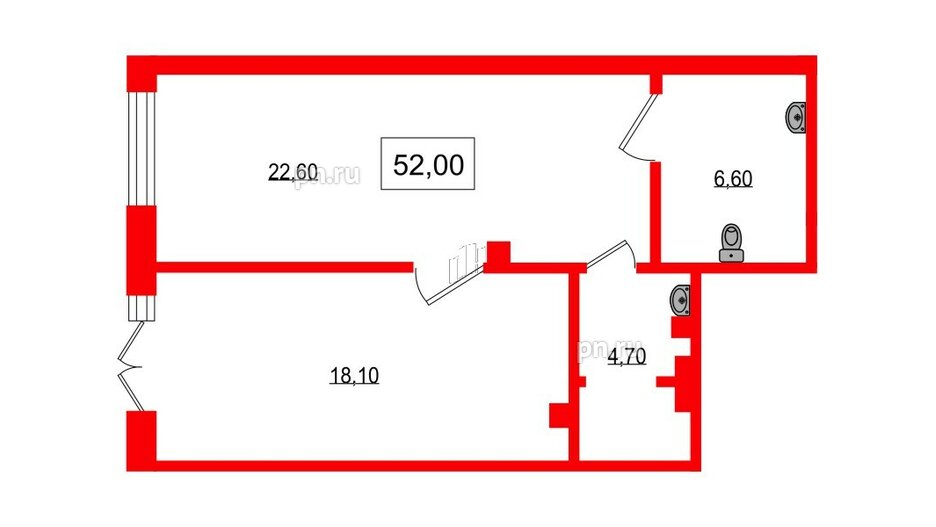 Помещение в ЖК Парусная 1, 52 м², 1 этаж