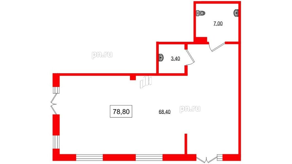 Помещение в ЖК Парусная 1, 78.8 м², 1 этаж