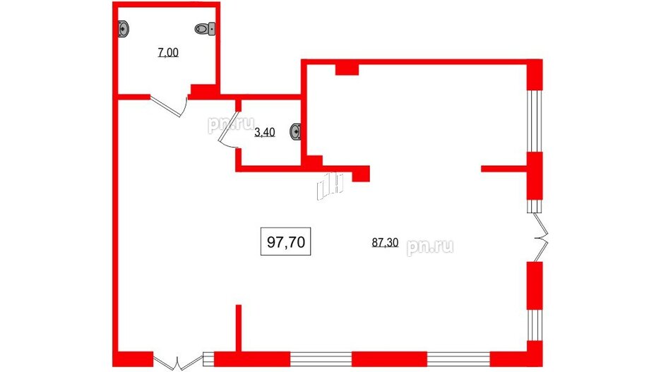 Помещение в ЖК Парусная 1, 97.7 м², 1 этаж