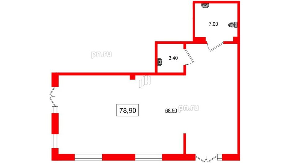 Помещение в ЖК Парусная 1, 78.9 м², 1 этаж