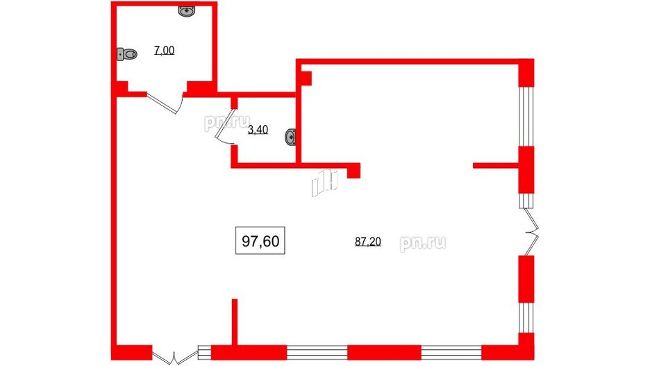 Помещение в ЖК Парусная 1, 97.6 м², 1 этаж