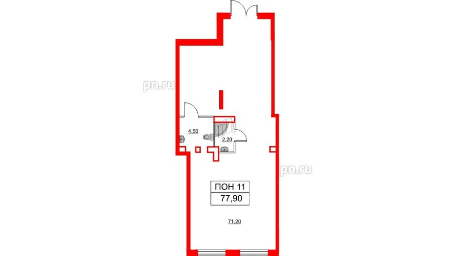 Помещение в ЖК Витебский парк, 77.9 м², 1 этаж