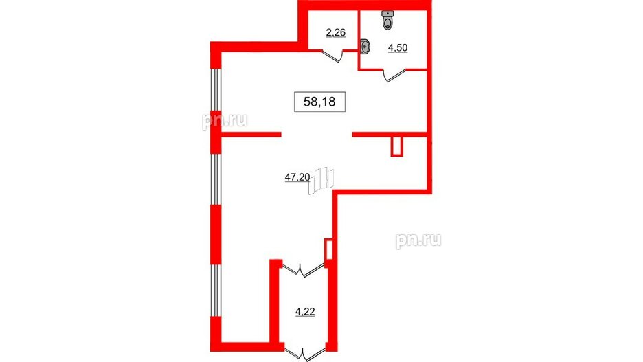 Помещение в ЖК ЦДС Parkolovo, 58.18 м², 1 этаж