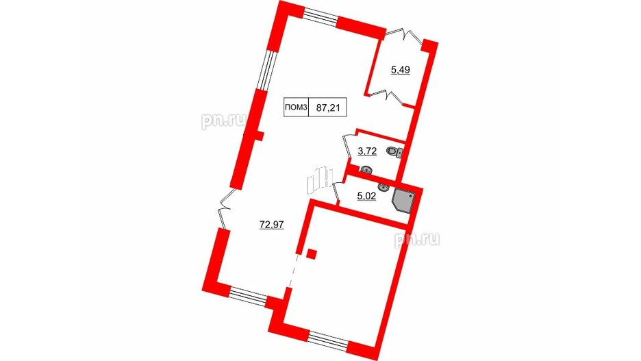 Помещение в ЖК Счастье 2.0, 87.21 м², 1 этаж