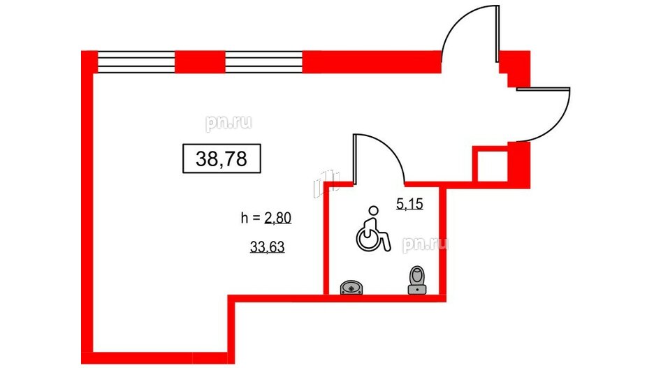 Помещение в ЖК ID Светлановский, 38.9 м², 1 этаж