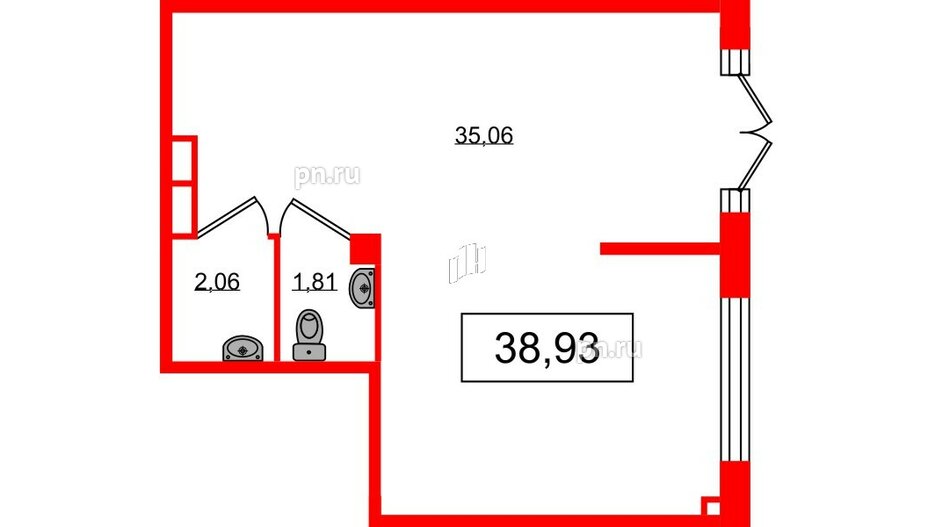 Помещение в ЖК Дубровский, 38.93 м², 1 этаж