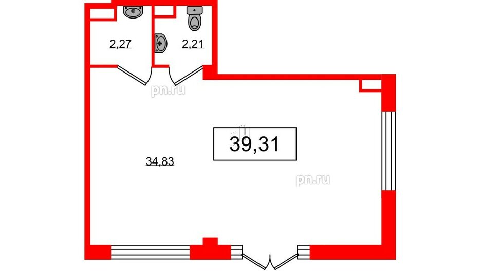 Помещение в ЖК Дубровский, 39.31 м², 1 этаж