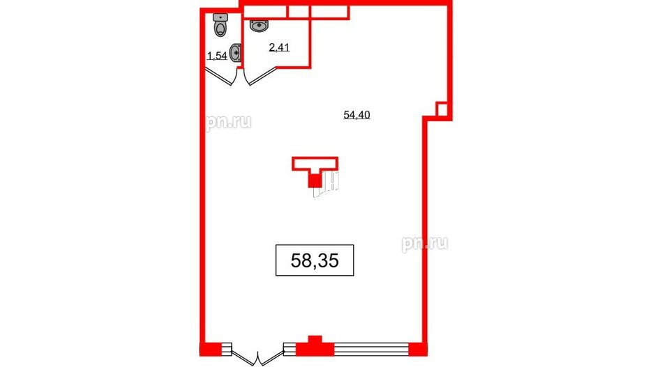 Помещение в ЖК Дубровский, 58.35 м², 1 этаж