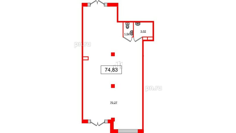 Помещение в ЖК Дубровский, 74.83 м², 1 этаж