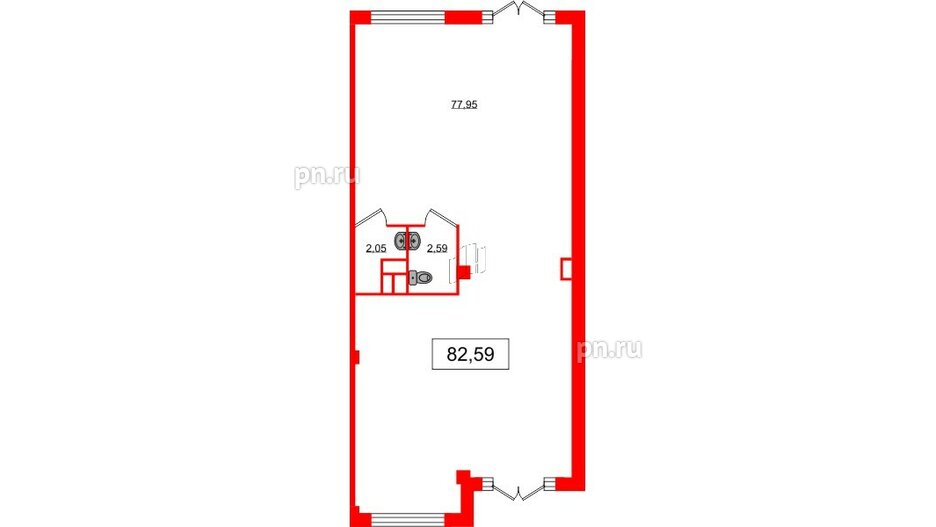 Помещение в ЖК Дубровский, 82.59 м², 1 этаж