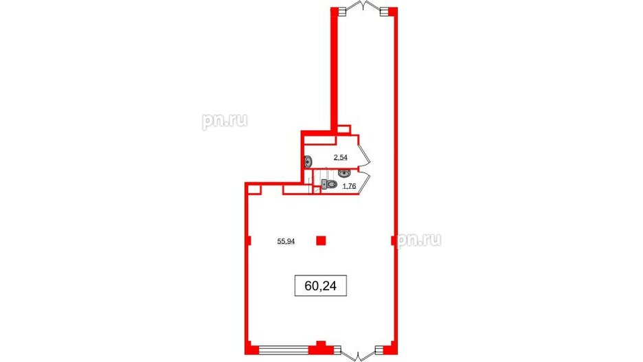 Помещение в ЖК Дубровский, 60.24 м², 1 этаж