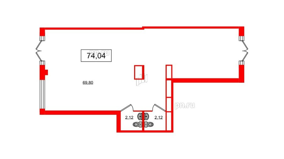 Помещение в ЖК Дубровский, 74.04 м², 1 этаж