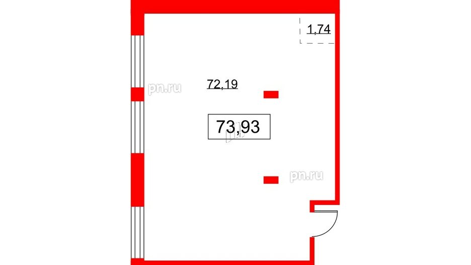 Помещение в ЖК Glorax Premium Василеостровский, 73.93 м², 5 этаж