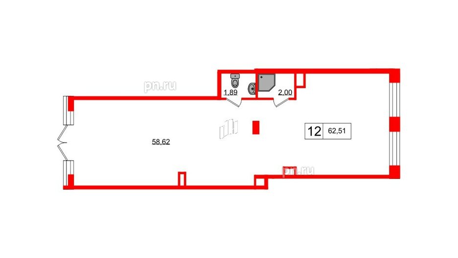 Помещение в ЖК Univer City, 63.9 м², 1 этаж