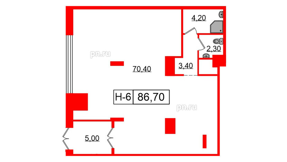 Помещение в ЖК VIDI, 86.7 м², 1 этаж
