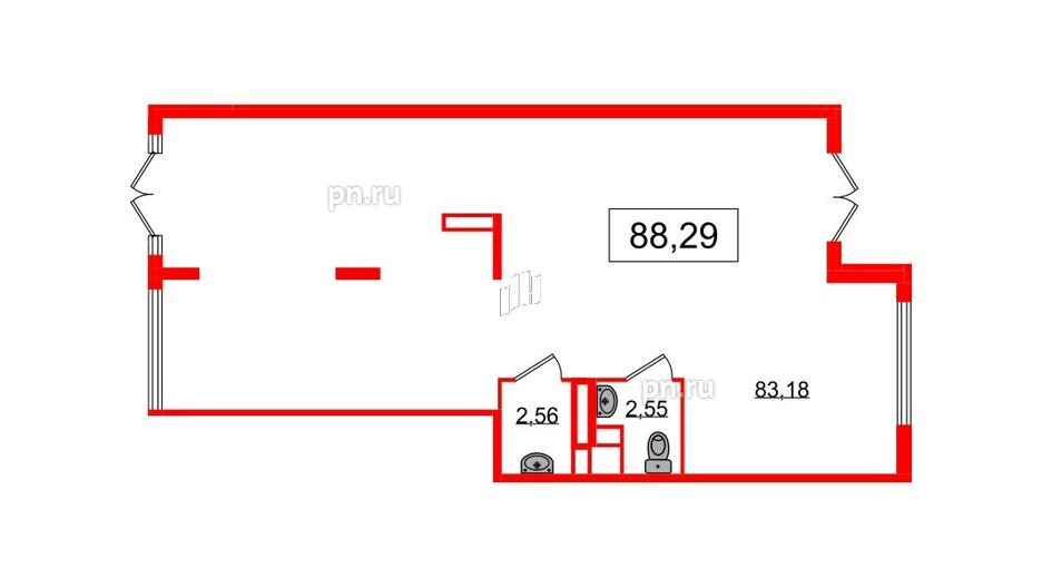 Помещение в ЖК ЯСНО.ЯНИНО, 88.29 м², 1 этаж