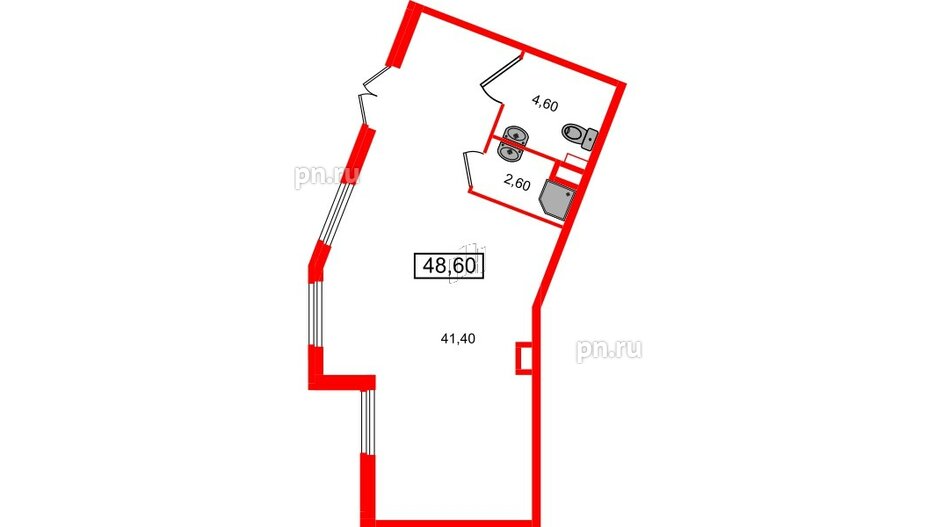Помещение в ЖК Клюква.Парк, 48.6 м², 1 этаж