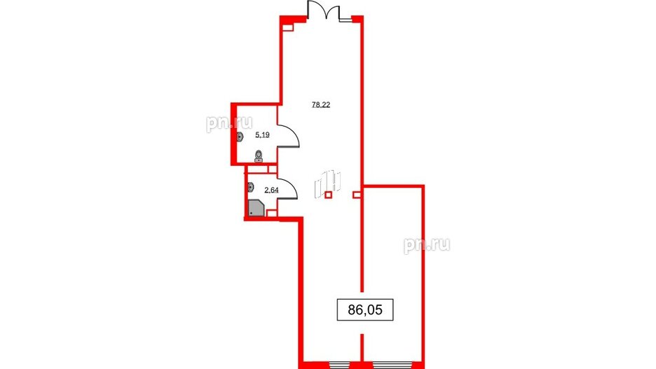 Помещение в ЖК GloraX Парголово, 86.05 м², 1 этаж