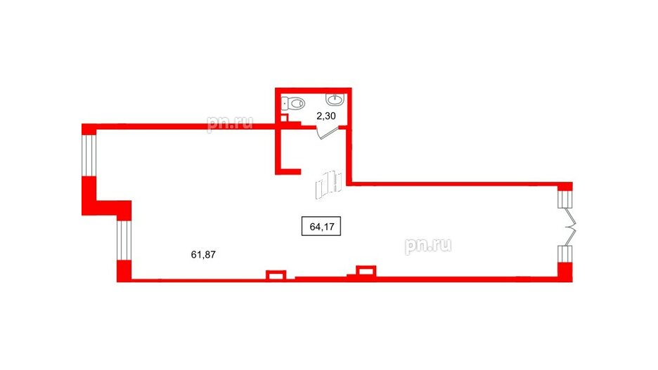Помещение в ЖК Рождественский квартал, 64.17 м², 1 этаж
