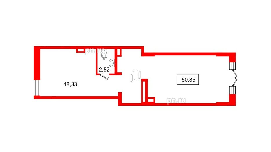 Помещение в ЖК Рождественский квартал, 50.85 м², 1 этаж