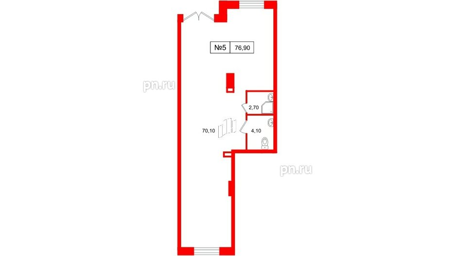Помещение в ЖК «Большая Охта», 78 м², 1 этаж
