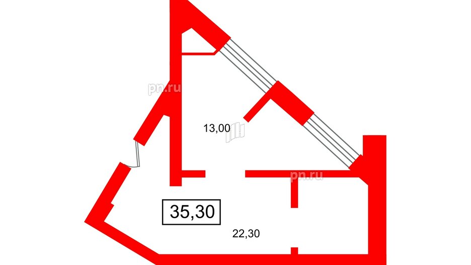 Помещение в ЖК Вертикаль на Лесной., 35.3 м², 2 этаж