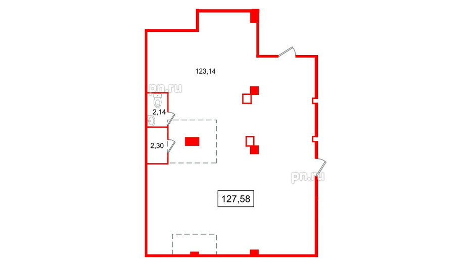 Помещение в ЖК Апарт-отель Well Балтийская, 127.58 м², 1 этаж