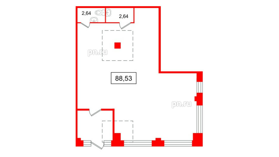 Помещение в ЖК Апарт-отель Well Балтийская, 88.53 м², 1 этаж