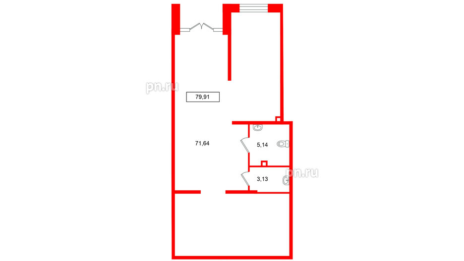 Помещение в ЖК Имена, 79.91 м², 1 этаж