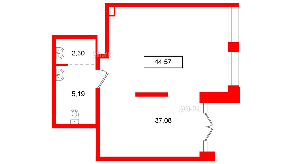 Помещение в ЖК Имена, 44.57 м², 1 этаж