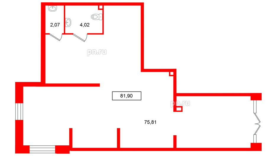 Помещение в ЖК Имена, 81.9 м², 1 этаж
