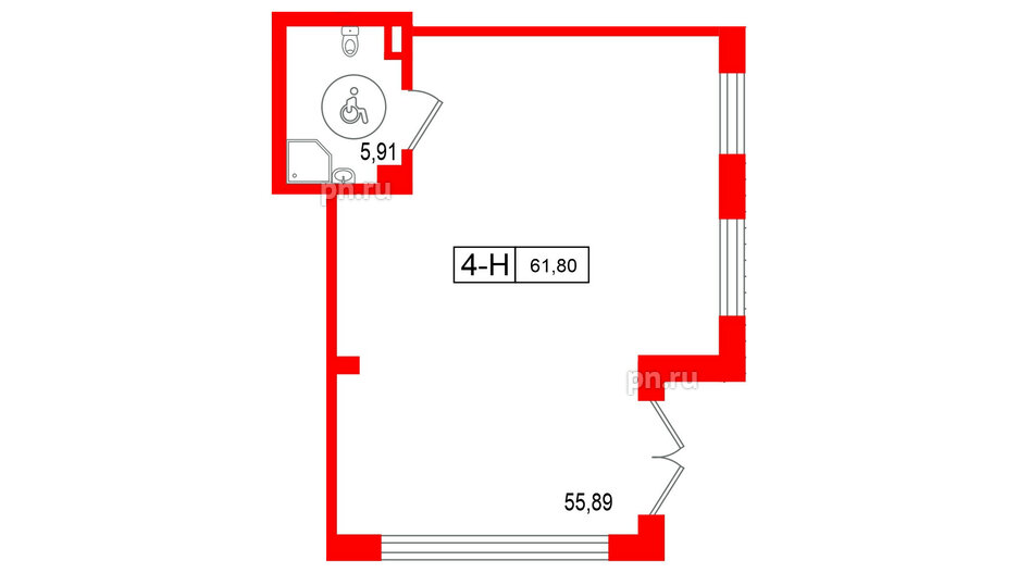 Помещение в ЖК Город спутник Южный., 61.8 м², 1 этаж