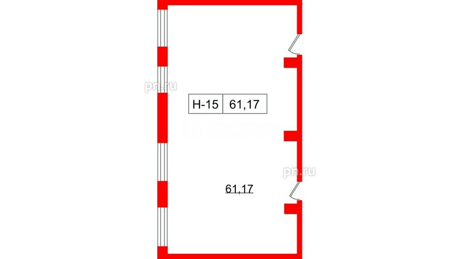 Помещение в ЖК Айди Политех, 61.17 м², 2 этаж
