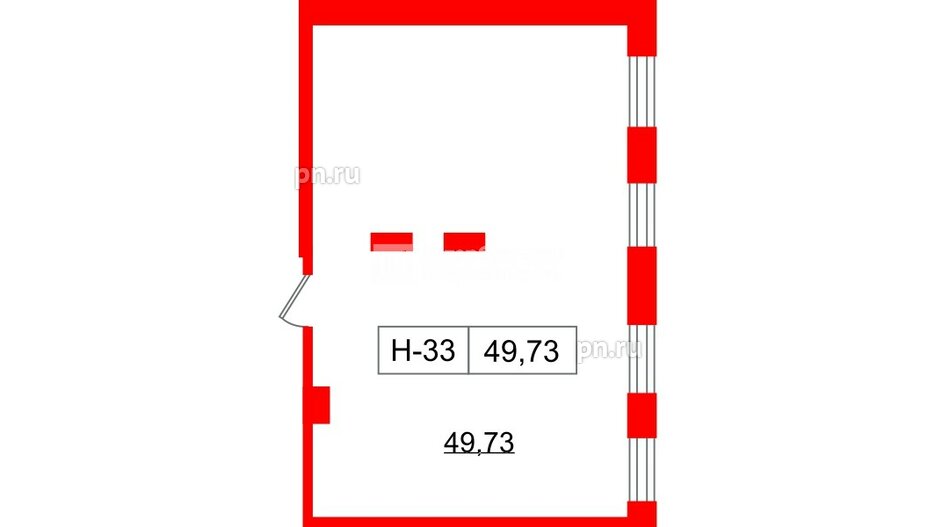Помещение в ЖК Айди Политех, 49.73 м², 2 этаж