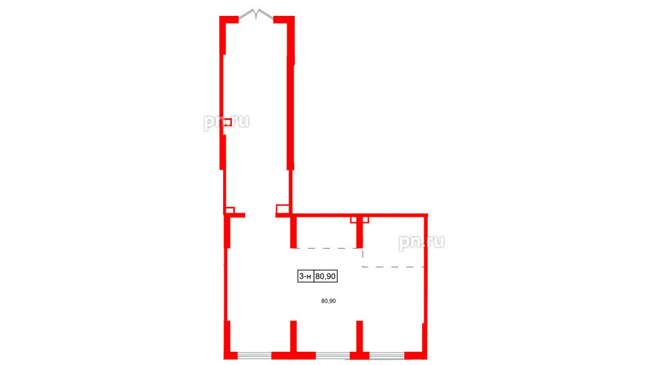 Помещение в ЖК Октябрьская набережная, 80.9 м², 1 этаж