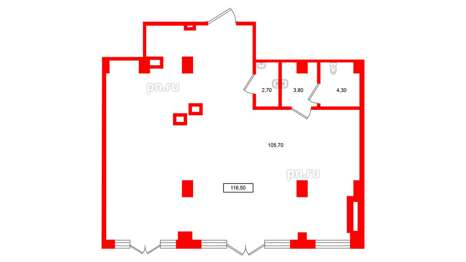 Помещение в ЖК Европейский парк, 116.5 м², 2 этаж