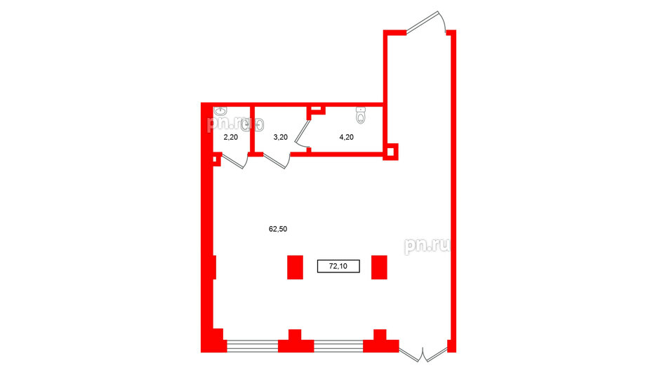 Помещение в ЖК Европейский парк, 72.1 м², 2 этаж