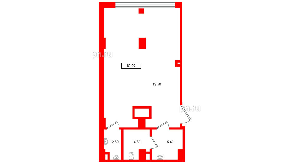 Помещение в ЖК Европейский парк, 62 м², 2 этаж
