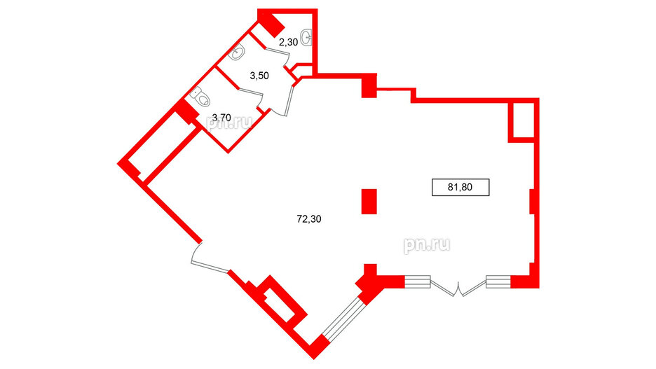 Помещение в ЖК Европейский парк, 81.8 м², 2 этаж